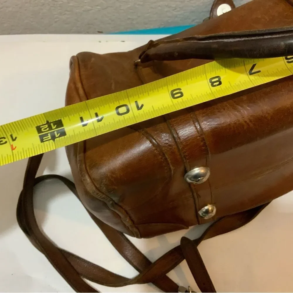 Vintage Navasota leather  satchel Bag brown strap front buckle